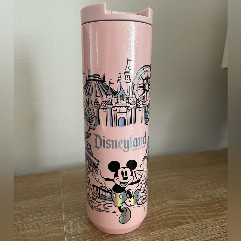 Disneyland Starbucks Pink Mickey Castle Travel Stainless Steal Tumbler